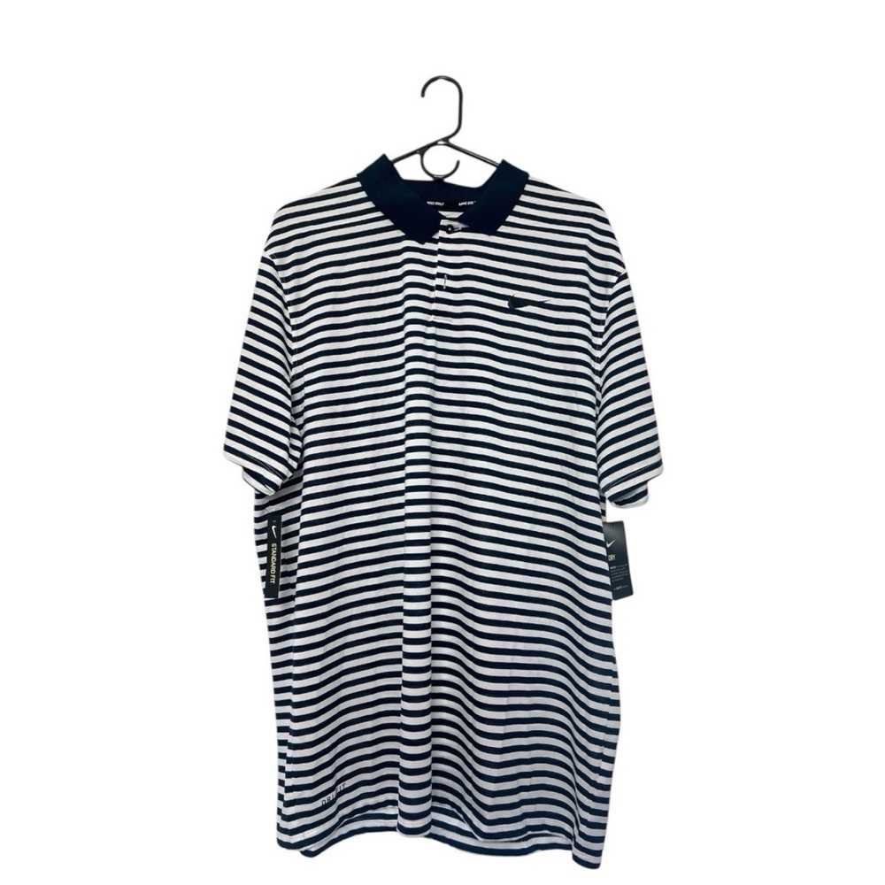 Nike Golf Dri Fit Polo Men’s XL Navy White Striped Shirt Standard Fit NWT 891239